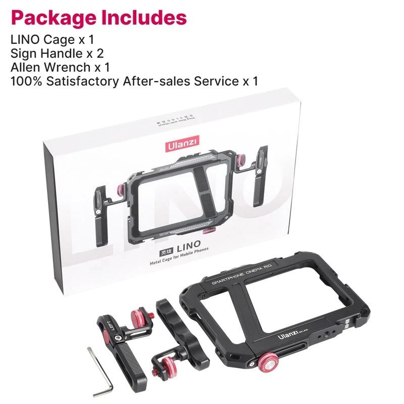 Ulanzi Lino Smartphone Cage for iPhone 16 15 14 13 12 X XR XS Max Mini/Pro/Pro Max Smartphone Handle Grip Phone Vlog Video