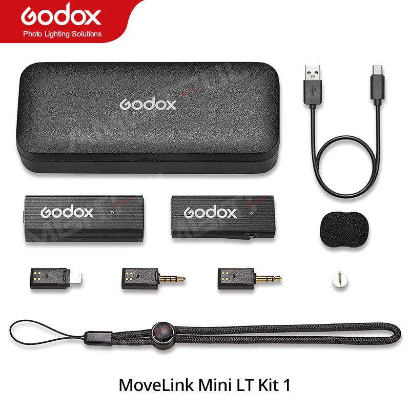 Godox MoveLink Mini LT UC Wireless Microphone 2.4GHz Transmitter Receiver Lavalier Mic for iPhone Type-C Smartphone DSLR Camera