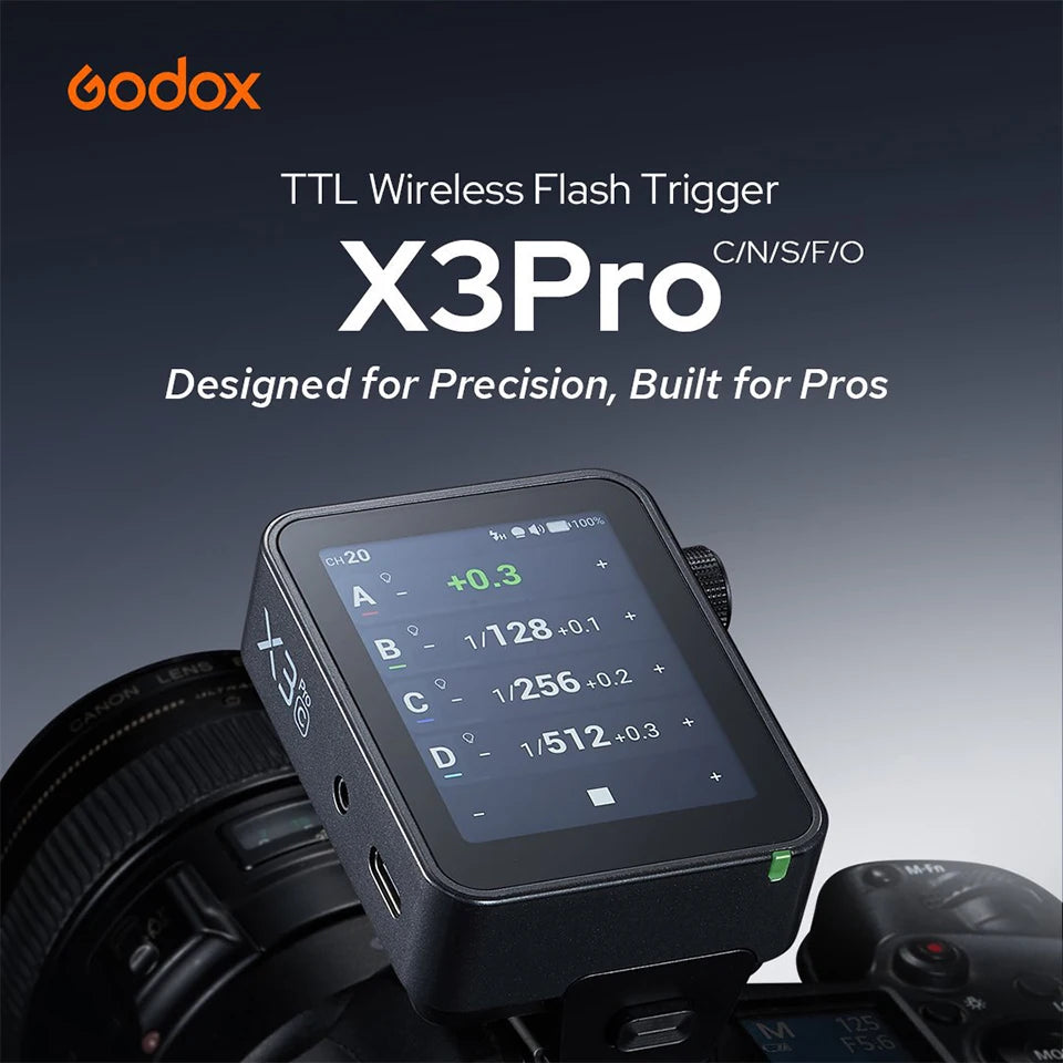 Godox X3Pro TTL Wireless Flash Trigger 2.4GHz Wireless X System Bluetooth Integration APP Control Fast Charging Long Runtime