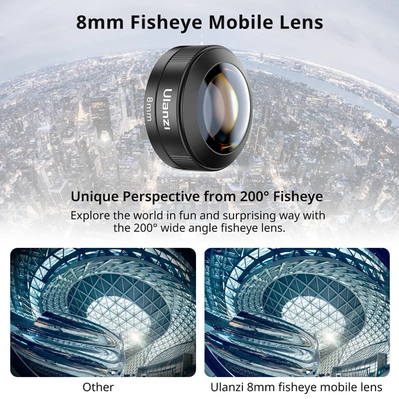 Ulanzi Mobile Lens 75mm Macro / 8mm Fisheye / 16mm Wide-Angle / 60mm Telephoto Lens Smartphone Shooting Photography Accessories