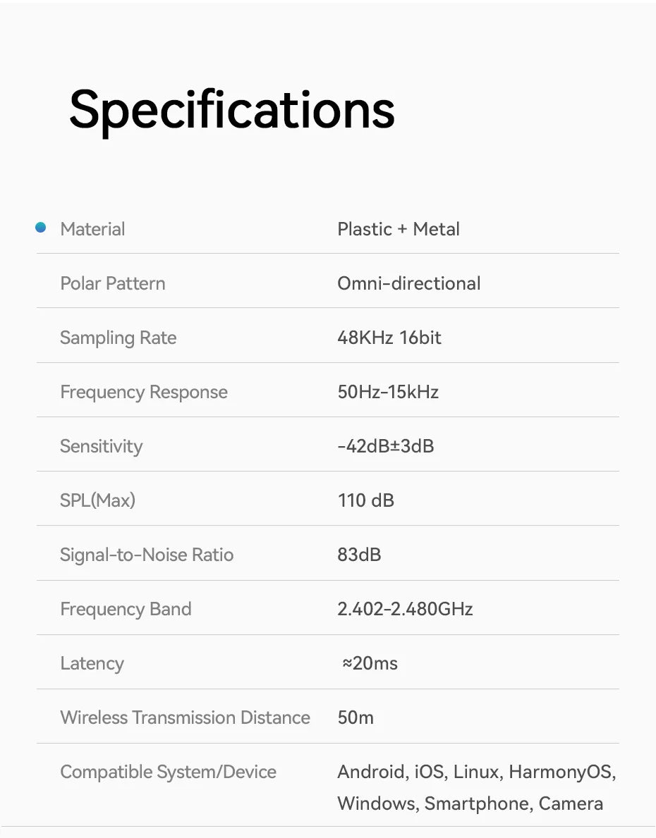 Ulanzi A30 Tiny Mic Wireless Lavalier Microphone 50M Audio Video Voice Recording Mic for iPhone 16 15 Android Phone DSLR Cameras