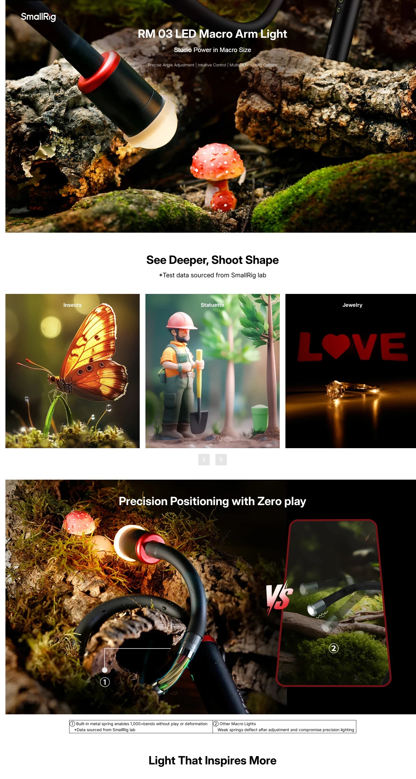 SmallRig RM-03 Macro Light 3W Photography LED Fill Light Flexible Arm Adjustable Lighting Angle for Jewelry Insects Flower