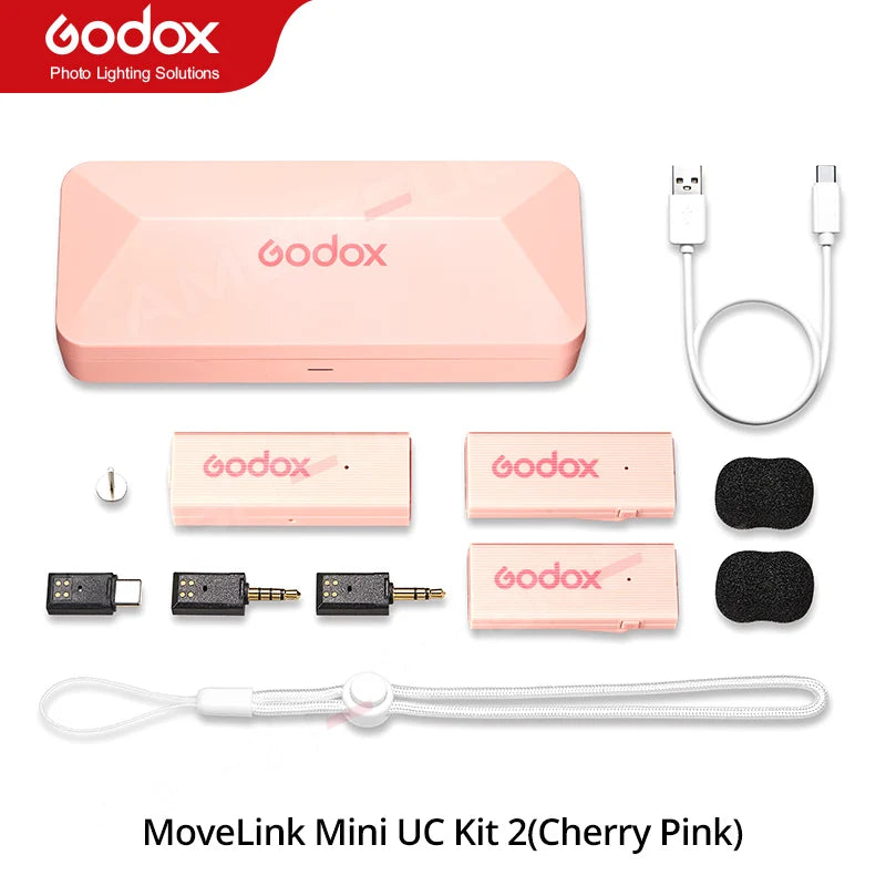 Godox MoveLink Mini LT UC Wireless Microphone 2.4GHz Transmitter Receiver Lavalier Mic for iPhone Type-C Smartphone DSLR Camera