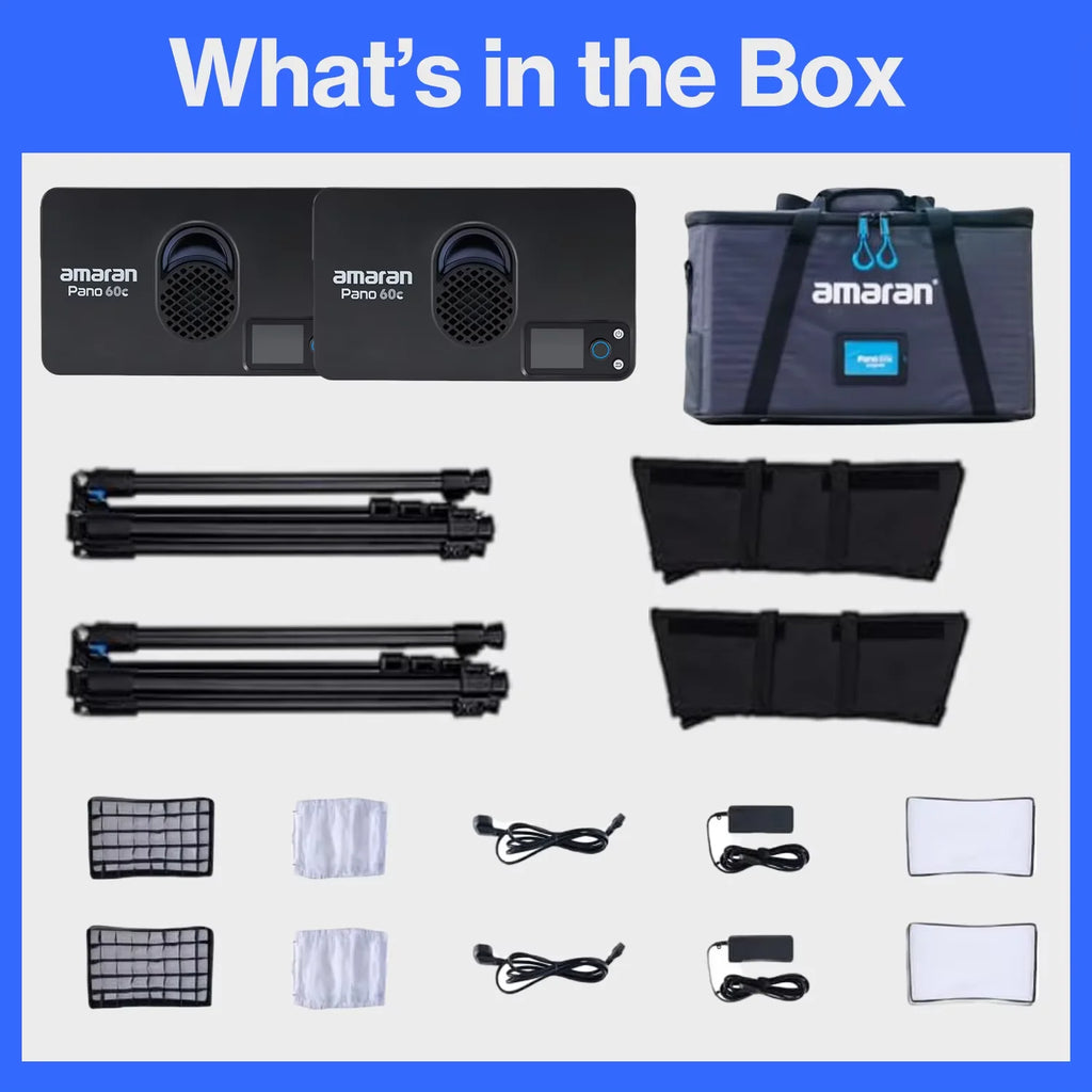 amaran Pano 60c 2-Light Kit Panel Lights 60W RGBWW LED Video Studio Light w/Light Stand for Video Recording Game Streaming