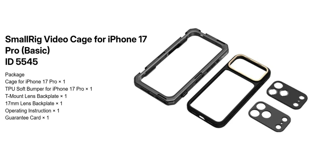 SmallRig for iPhone 17 Pro/iPhone 17 Pro Max Basic Cage,Flagship Cage, Mobile Dual Handheld Phone Cage Kit, 5540/5541/5542/5543