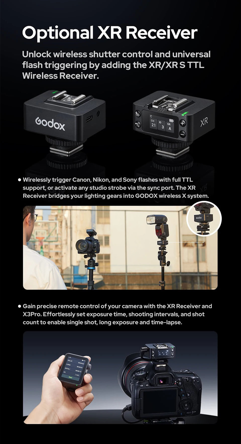 Godox X3Pro TTL Wireless Flash Trigger 2.4GHz Wireless X System Bluetooth Integration APP Control Fast Charging Long Runtime