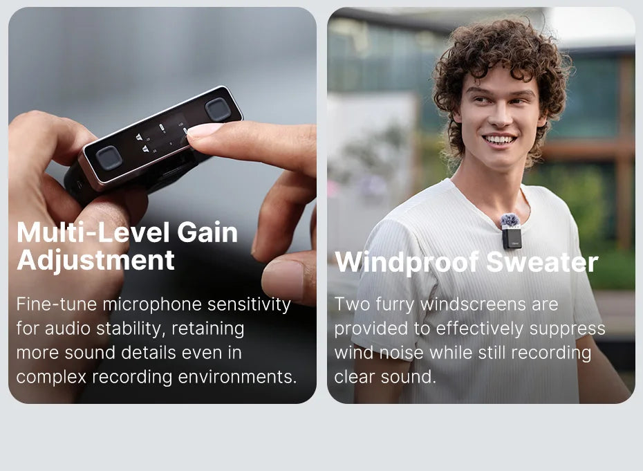 Ulanzi U-Mic Wireless Mic Stereo Microphone Lavalier Microphone for Smartphone DSLR for Interview Video Vlog Gaming Mic