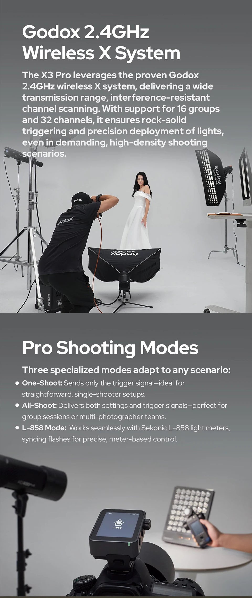 Godox X3Pro TTL Wireless Flash Trigger 2.4GHz Wireless X System Bluetooth Integration APP Control Fast Charging Long Runtime